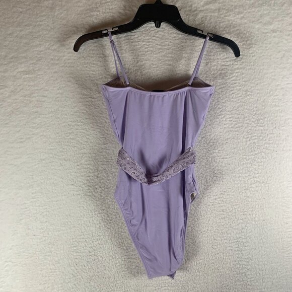 Aqua Swim One Piece Swimsuit Women's Small Lavender Stretch Belted-Waist S9805 - Picture 5 of 6